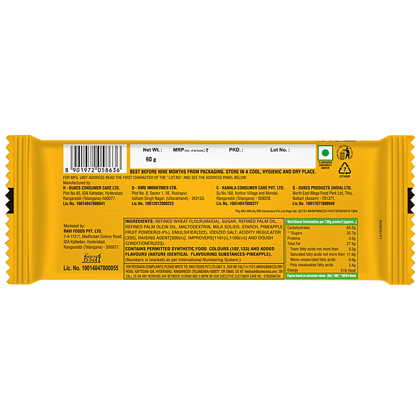 Dukes Waffy Wafers - Pineapple Flavoured, Creamy & Crunchy, 60 g