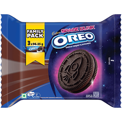 Cadbury Oreo Chocolate Flavour Creme Sandwich Biscuit, 288.75 g (3 Packs x 96.25 g Each)