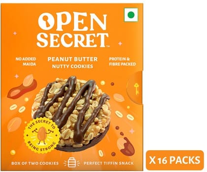 Open Secret 32 Healthy Peanut Butter No Added Maida Cookies|2 Cookies Per Box (16 X 25 G)