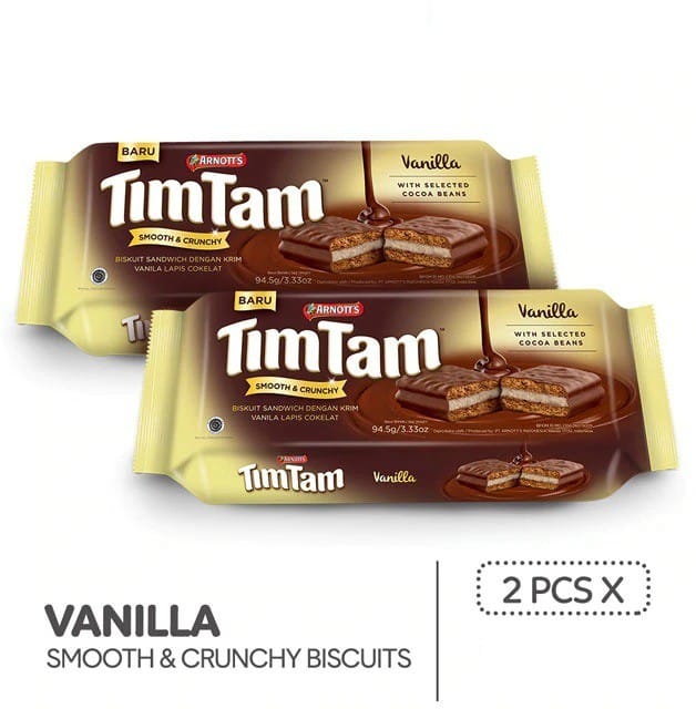 Arnotts Tim Tam Vanilla Sandwich Biscuit (Pack Of 2) (Imported) Cream Sandwich (2 X 81 G)