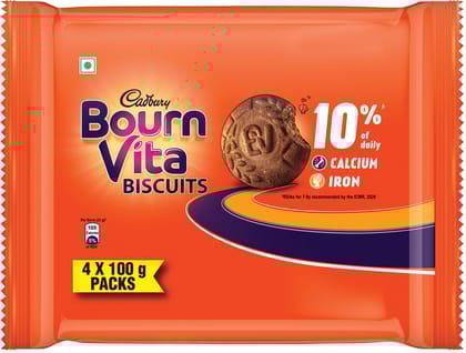 Cadbury Bournvita Biscuits, New And Improved Chocolatey Cookies (400 G)
