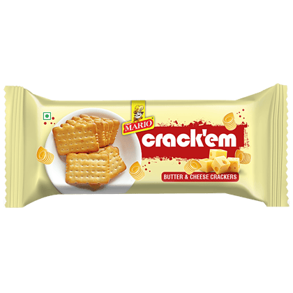 Mario Crack'Em Butter & Cheese Crackers - Salty & Sweet, Flavourful Snack, Perfect With Tea/Coffee, 80 G