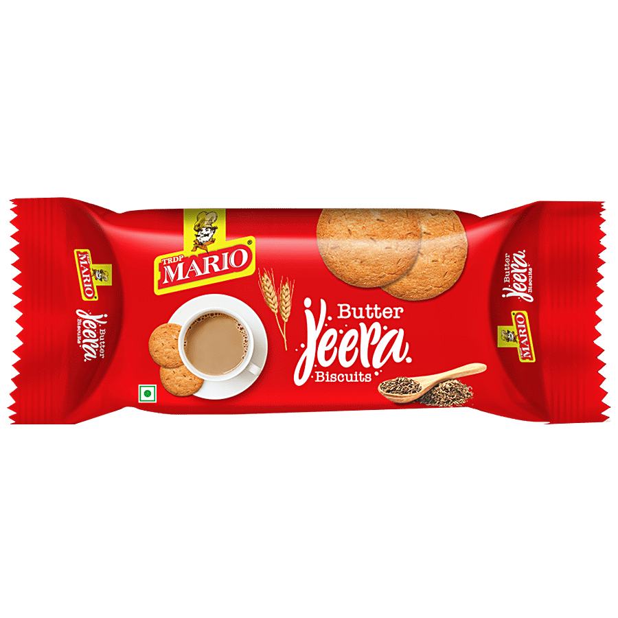 Mario Butter Jeera Biscuits - Sweet & Salty, Flavourful Cookies, Perfect With Tea/Coffee, 82 G