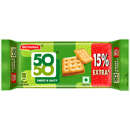 Britannia 50-50 Sweet & Salty Biscuits, 28.4 G Pouch