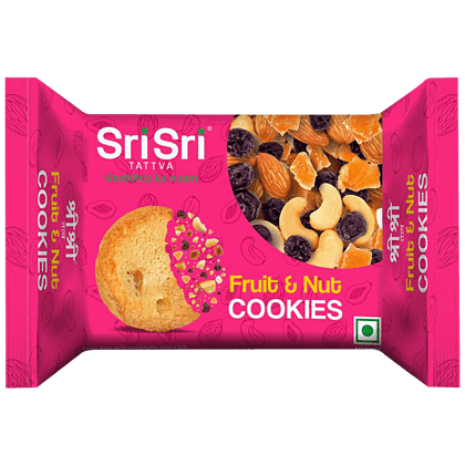 Sri Sri Tattva Fruit & Nut Cookies - Crispy, Crunchy, Perfect Snack, 90 G