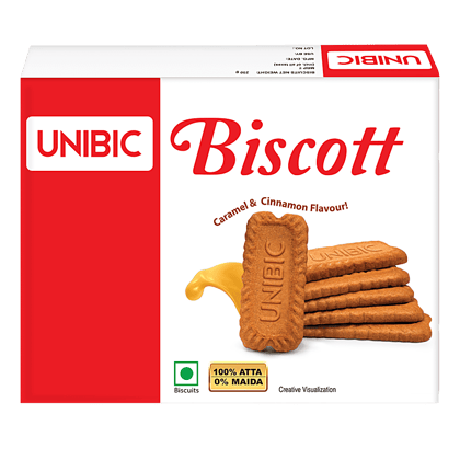 UNIBIC Biscott - Caramel & Cinnamom Flavour, Made With 100% Atta, 0% Maida, 250 g