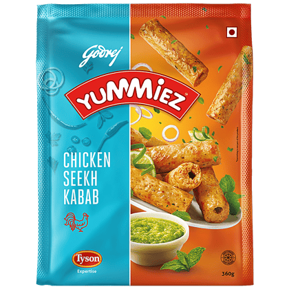 Godrej Yummiez Yummiez Chicken Seekh Kabab, 360 G Pouch