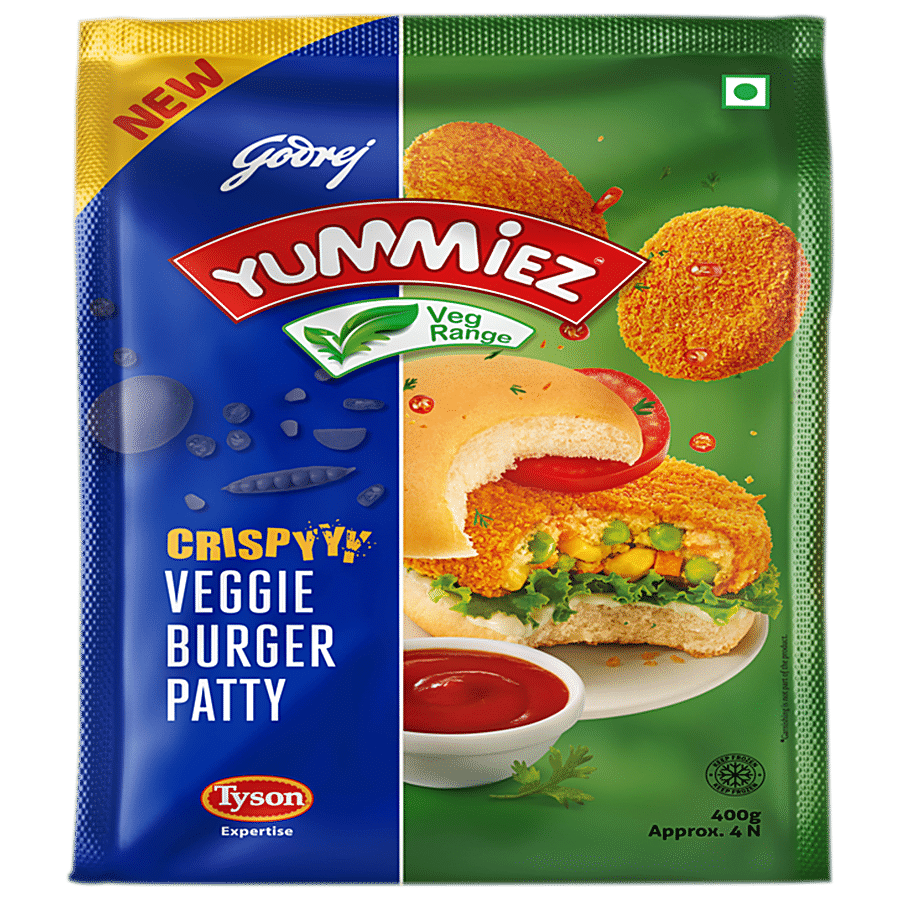 Godrej Yummiez Yummiez Crispy Veggie Burger Patty, 400 G Pouch Pack