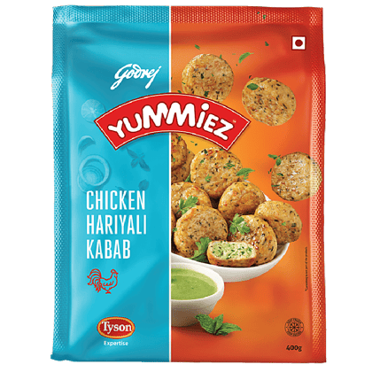 Godrej Yummiez Yummiez Chicken Hariyali Kabab, 400 G Pouch Pack