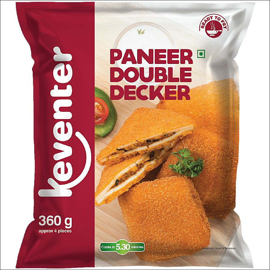 Keventer Ready To Cook Frozen Snack - Paneer Double Decker, 360 G