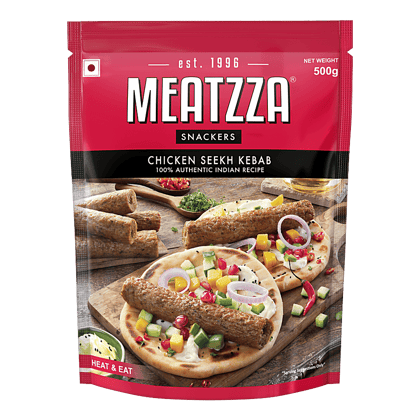 Meatzza Chicken Seekh Kebab - Heat & Eat, 500 G