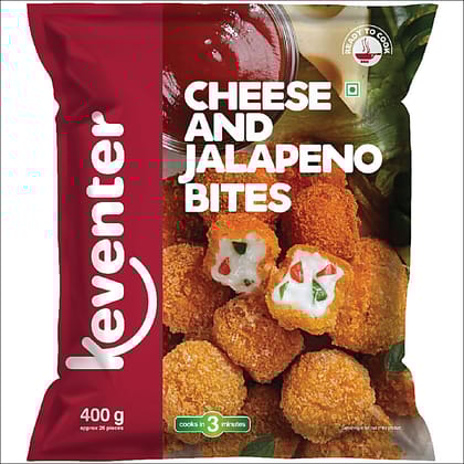 Keventer Ready To Cook Frozen Snack - Cheese & Jalapeno Bites, 400 G