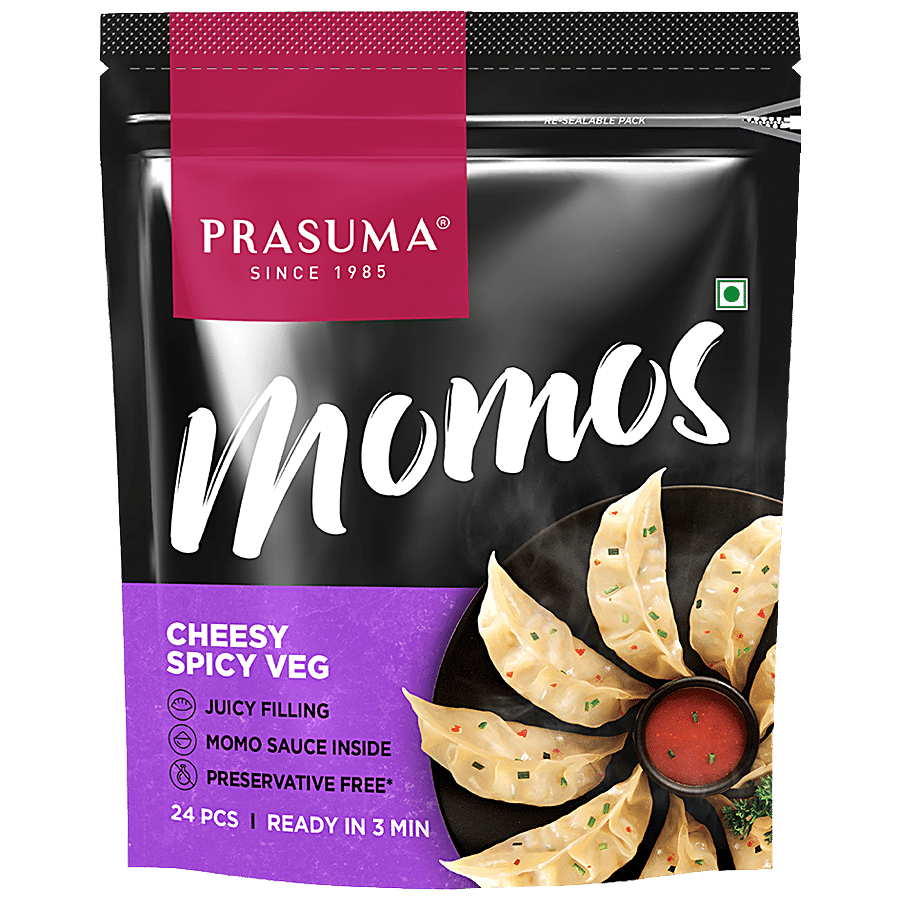 Prasuma Momos - Cheesy Spicy Veg, Frozen, 24 Pcs (500 G)