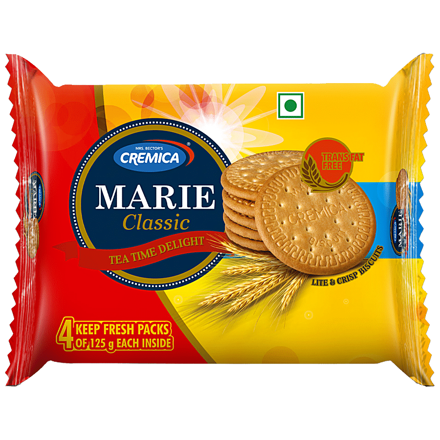 Cremica Marie Classic - Lite & Crispy Biscuits, 125 G (Pack Of 4)