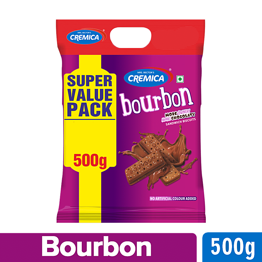 Cremica Bourbon - More Crunchy & More Chocolaty Sandwich Biscuits, 500 G (Super Value Pack)