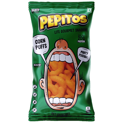 Pepitos Corn Puffs - Minty Pudina, Baked, Diet Crunchies, 140 g