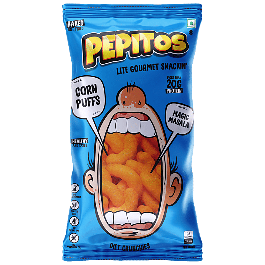 Pepitos Corn Puffs - Magic Masala, Baked, Diet Crunchies, 140 g
