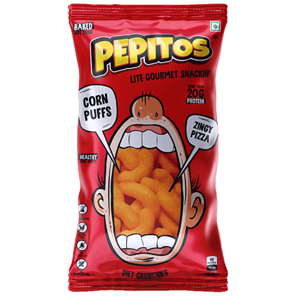 Pepitos Corn Puffs - Zingy Pizza, Baked, Diet Crunchies, 140 g
