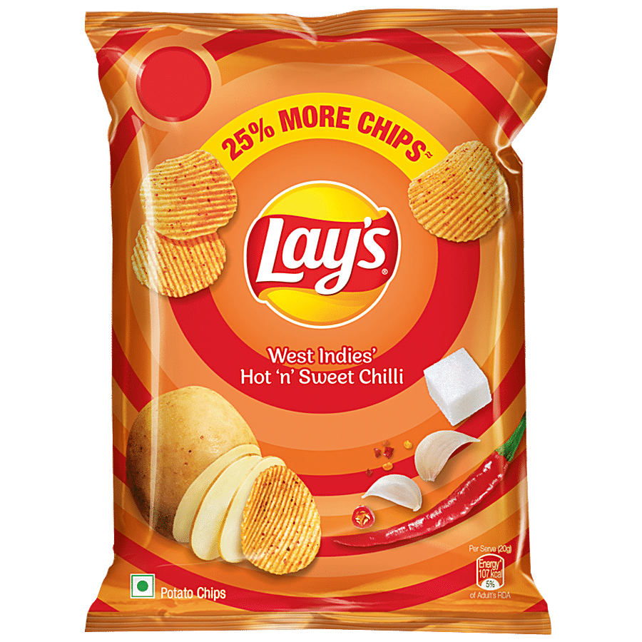 Lay'S Potato Chips - West Indies Hot N Sweet Chilli, Crispy, 40 G