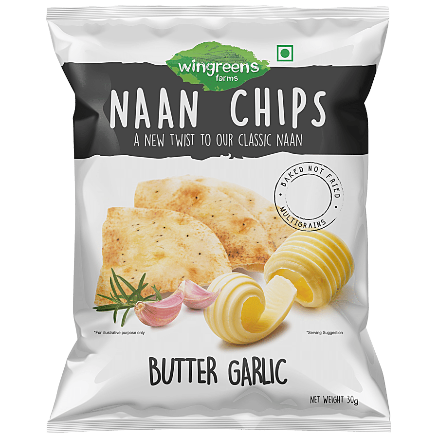 Wingreens Farms Naan Chips - Butter Garlic, 30 g