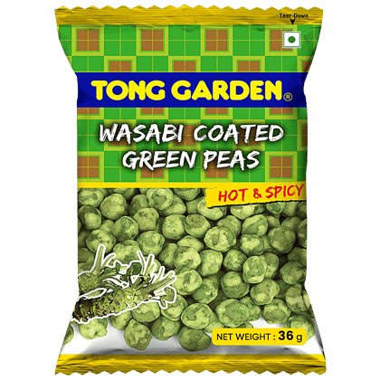 Tong Garden Wasabi Coated Green Peas - Horseradish Flavour, Hot & Spicy, 36 g Pouch