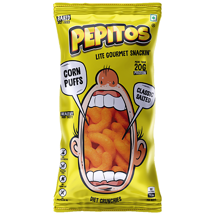 Pepitos Corn Puffs - Classic Salted, Baked, Diet Crunchies, 140 G