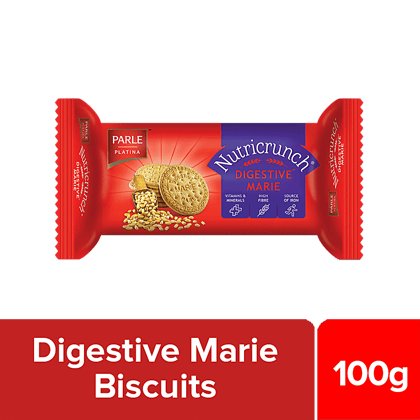 Parle Platina Nutricrunch Digestive Marie Biscuit - Rich In Fibre, Iron & Vitamins, Crispy, 100 G