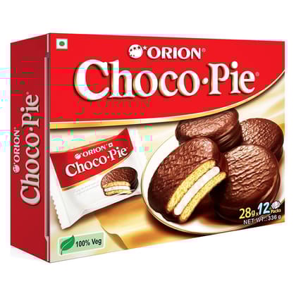 Orion Choco Pie - Chocolate Coated Soft Biscuit 12 Pcs Pack, 336 G