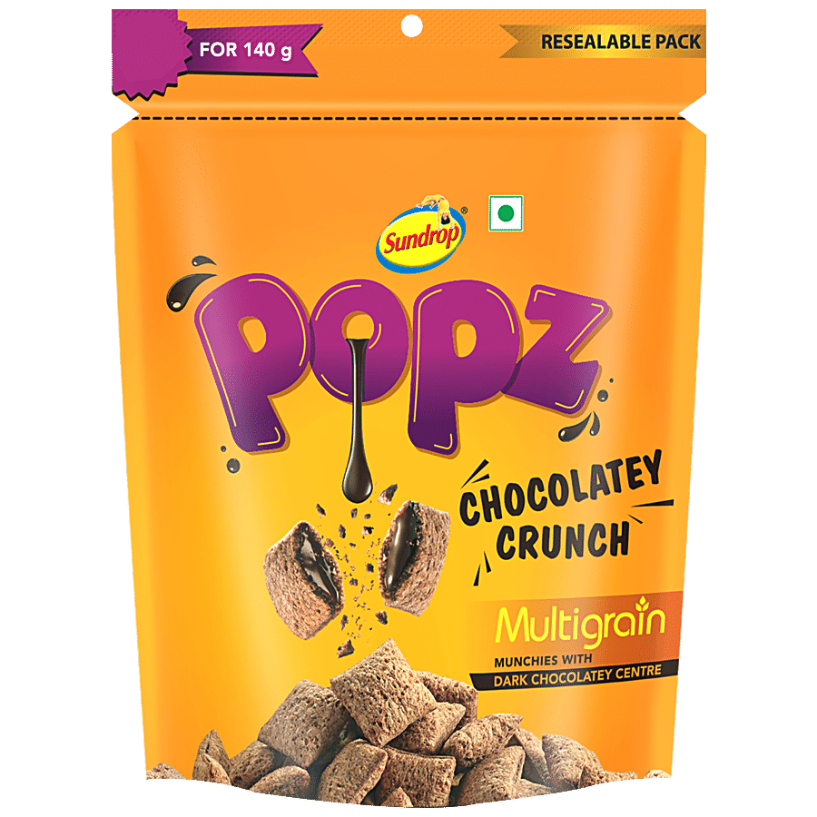 Sundrop Popz - Chocolatey Crunch, Choco Fills, Multigrain Munchies, 140 G