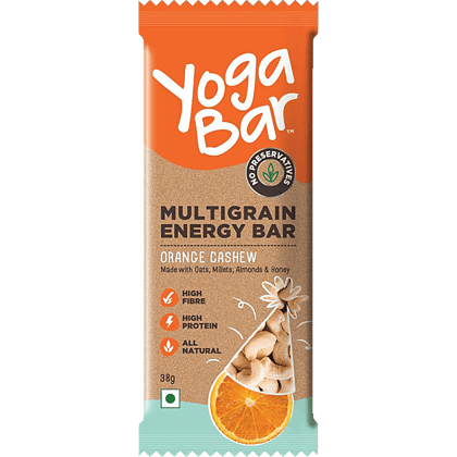 Yoga Bar Multigrain Energy Bar - Orange Cashew, Healthy Snack, High In Protein & Fibre, 38 G