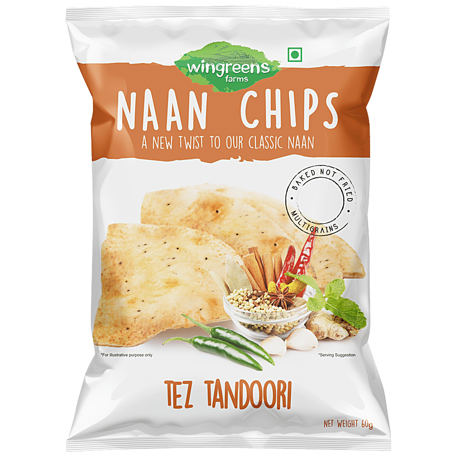 Wingreens Farms Naan Chips - Tez Tandoori, 60 G