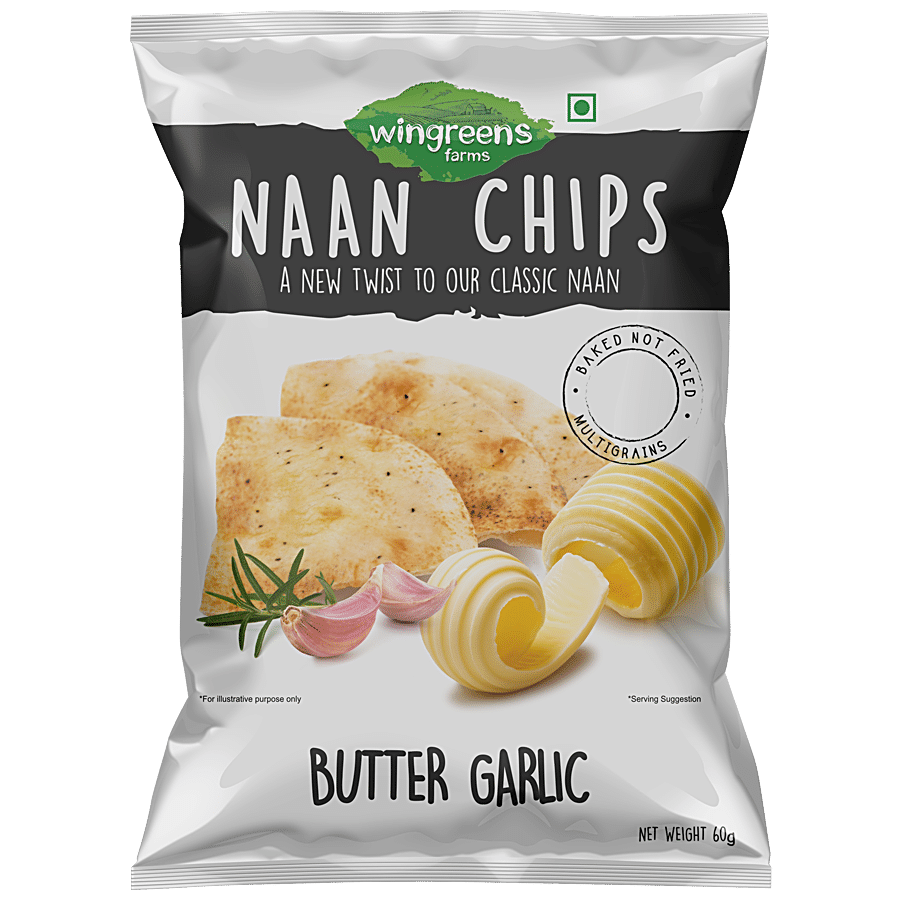 Wingreens Farms Naan Chips - Butter Garlic, 60 G