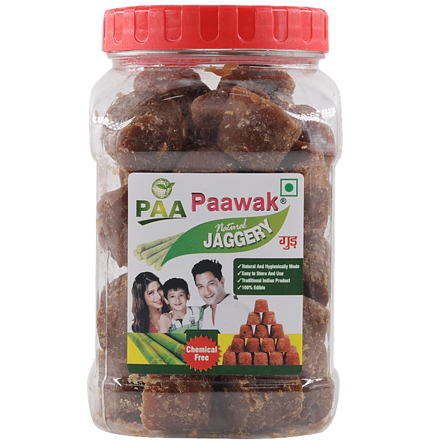 Paawak Natural Jaggery Cubes, 500 G Pet Jar