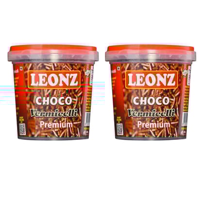 Leonz Choco Vermicelli Premium Choco Chips For Decoration Of Cakes, Ice Creams, Muffins, Cookies ,Biscuits And Baking Chocolate Chips - 100Gms (Pack 2)
