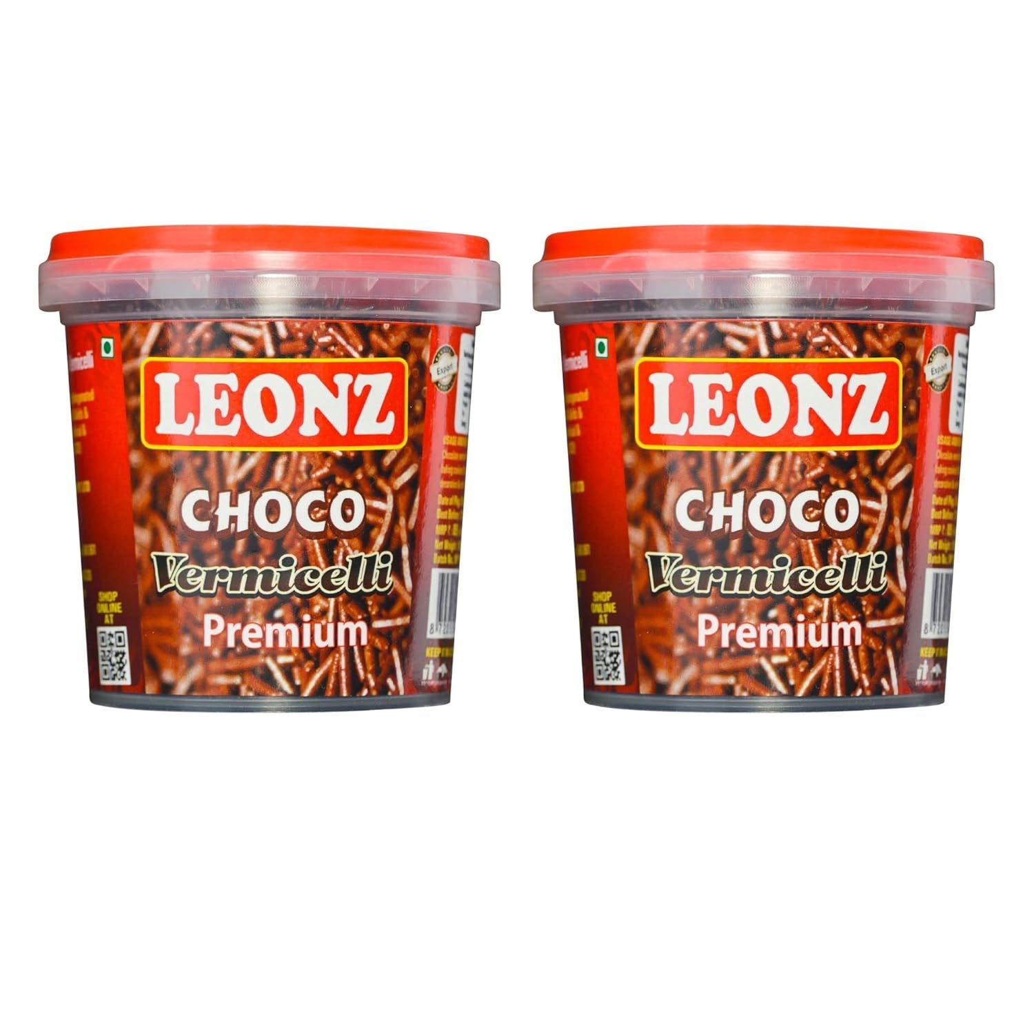 Leonz Choco Vermicelli Premium Choco Chips For Decoration Of Cakes, Ice Creams, Muffins, Cookies ,Biscuits And Baking Chocolate Chips - 100Gms (Pack 2)