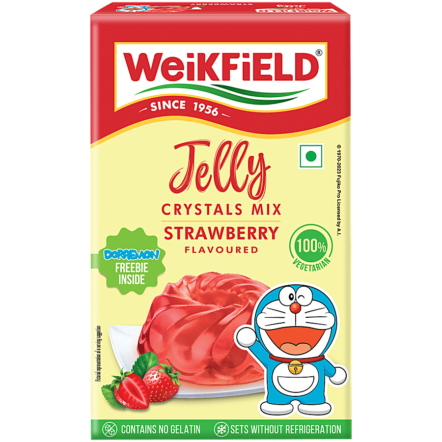 Weikfield Jelly Crystals Mix - Strawberry Flavour, 90 g Carton