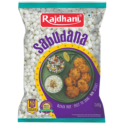 Rajdhani Sabudana - Bleach Free, Non-Sticky, No Artificial Colour, Flavour & Preservatives, 500 g