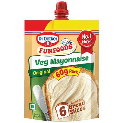 Dr.Oetker Funfoods Veg Mayonnaise -Original, Rich, Creamy, 60 G Pouch