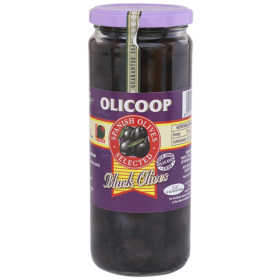 Olicoop Olives - Black (Whole), 450 G Jar