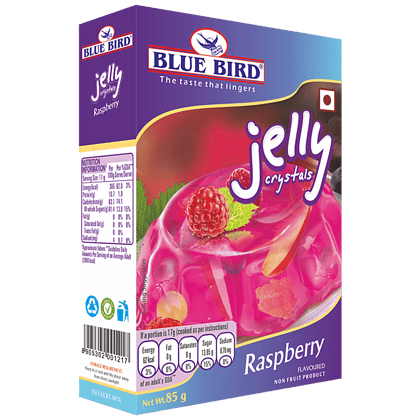 Blue Bird Jelly Crystals - Raspberry, 85 G Carton