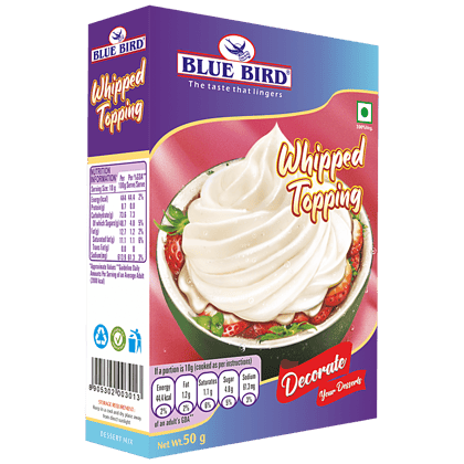 Blue Bird Instant Topping - Whipped Cream, 50 G Carton