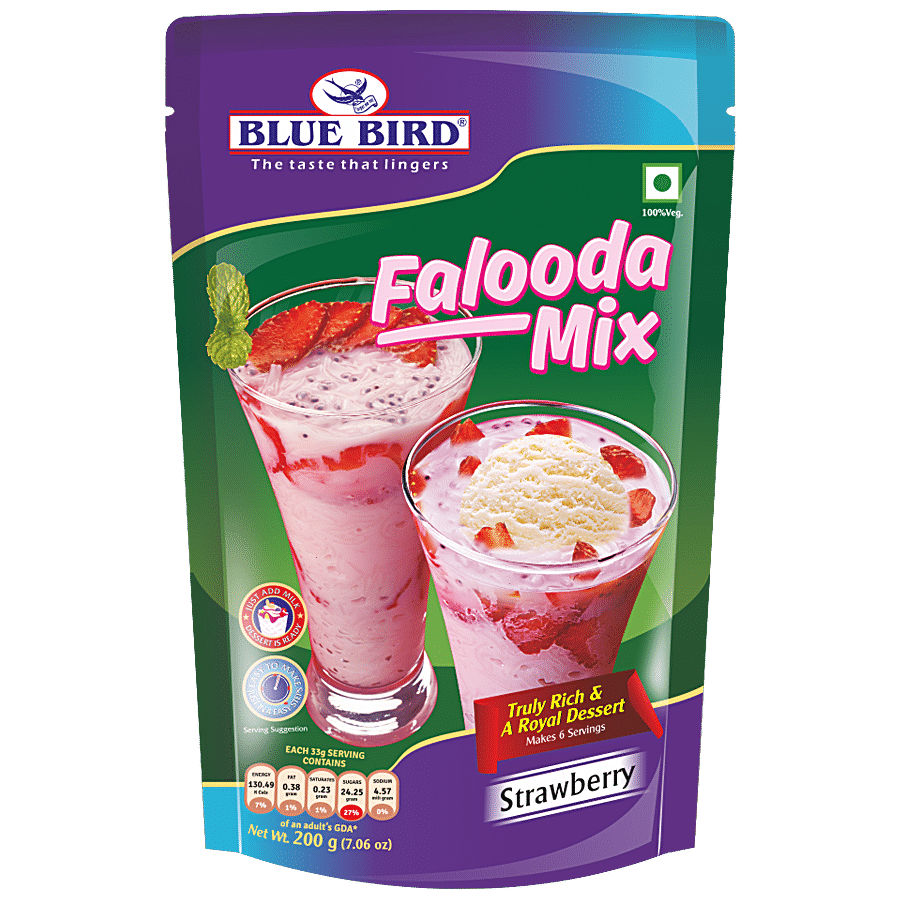 Blue Bird Falooda Mix - Strawberry, 200 G Pouch
