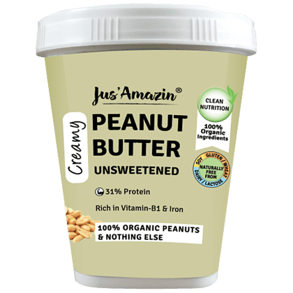 Jus Amazin Peanut Butter - Creamy, Unsweetened, 1 Kg