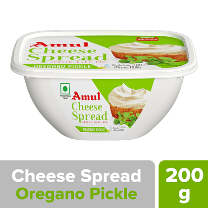Amul Processed Cheese Spread - Oregano Pickle, Made From 100% Pure Milk, 200 G Tub