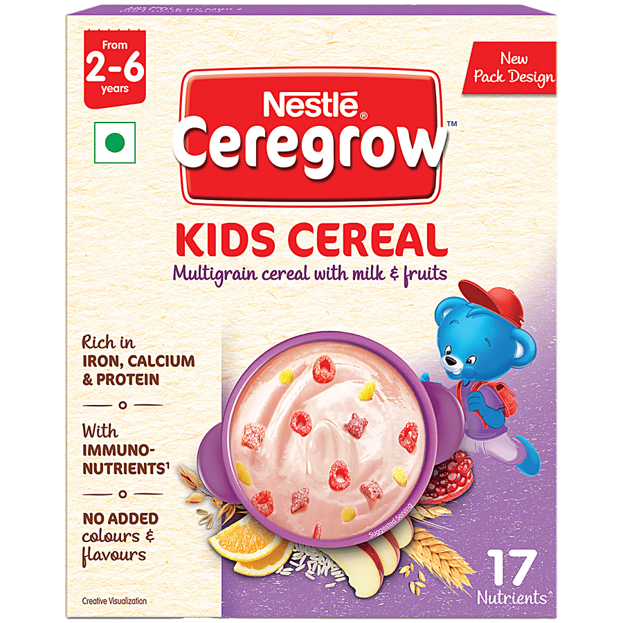 Nestle Ceregrow Multigrain Cereal With Milk & Fruits - From 2 To 6 Years, 300 g Bag-In-Box