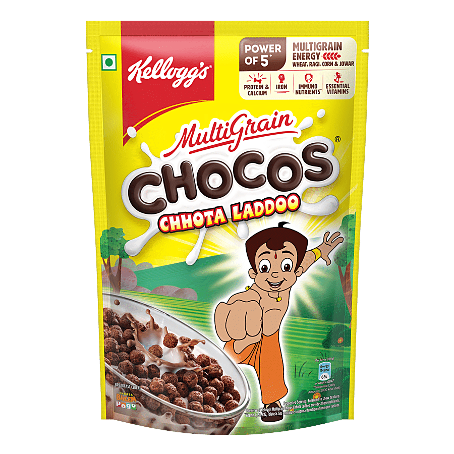 Kellogg'S Multigrain Chocos Chhota Laddoo - Source Of Calcium, High In Protein, 340 G