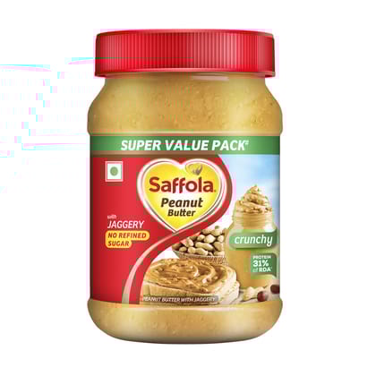 Saffola Peanut Butter Crunchy| High Protein Peanut Butter | Only Jaggery, No Refined Sugar, 850 g