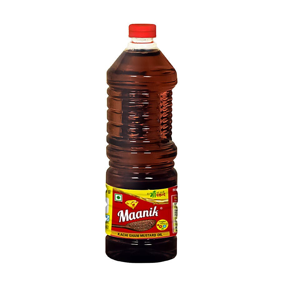 Maanik Kachi Ghani Mustard Oil, 1 L Pet Bottle