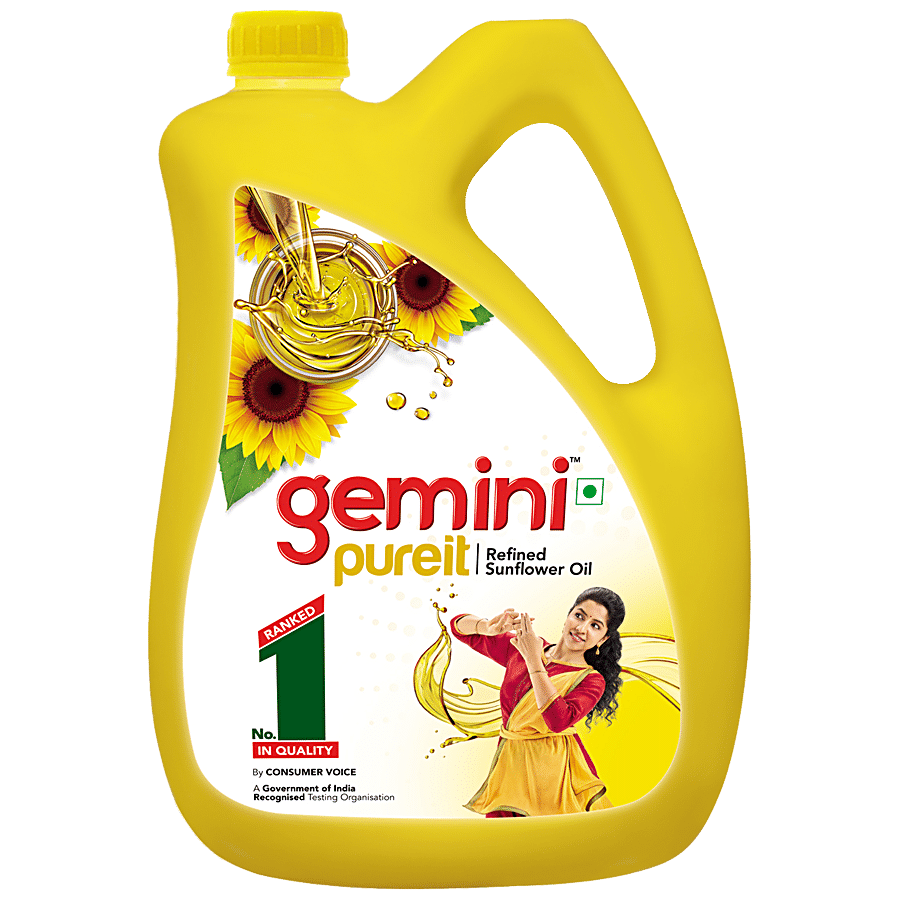 Gemini Pureit Refined Sunflower Oil, 5 L Jar