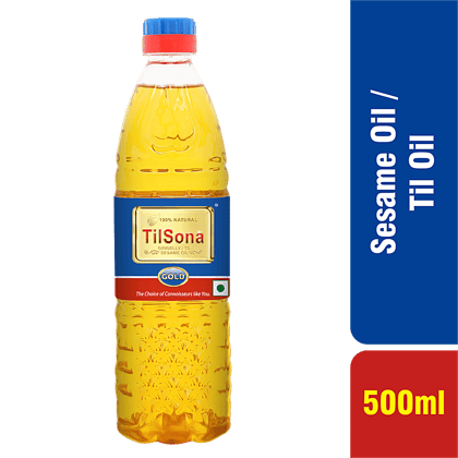 Tilsona Gold Til/Sesame/Gingelly Edible Oil - 100% Natural, Rich In Omega 6, Good For Heart, 500 Ml Pet Bottle